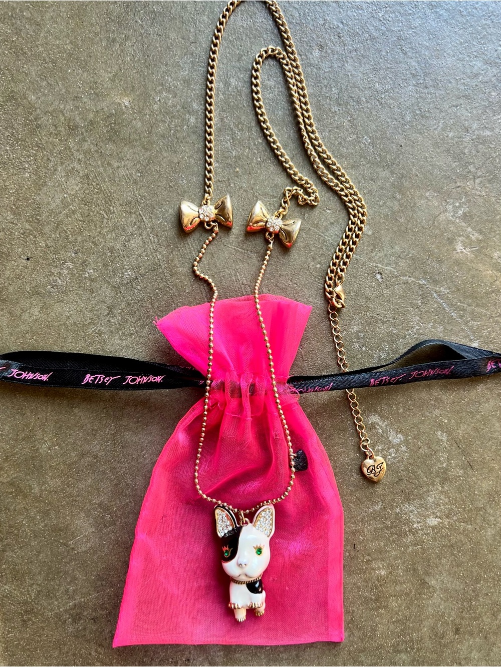 Betsey Johnson Frenchie Pendant Necklace